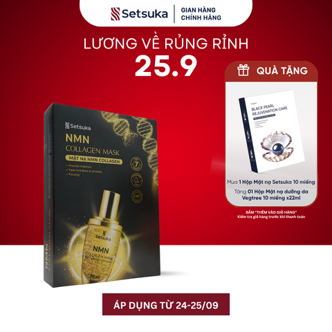 Mặt nạ Setsuka NMN Collagen 28ml giúp làm mờ các dấu hiệu lão hóa và nếp nhăn, săn chắc và mịn màng