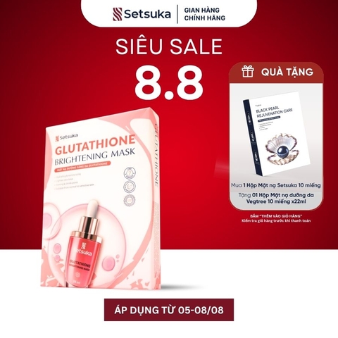 Mặt nạ dưỡng sáng da Glutathione - Setsuka MẶT NẠ DỪA SINH HỌC - làm sáng và làm đều màu da 28ml/miếng