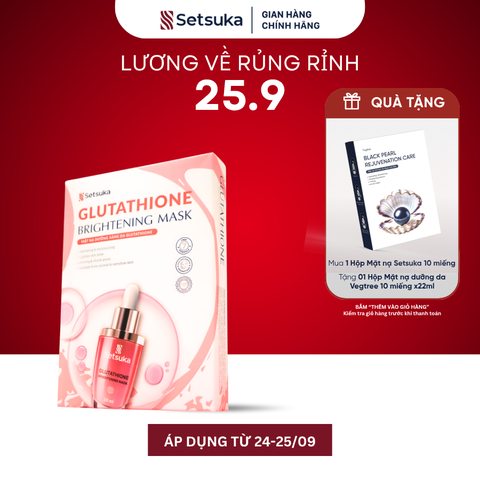 Mặt nạ dưỡng sáng da Glutathione - Setsuka MẶT NẠ DỪA SINH HỌC - làm sáng và làm đều màu da 28ml/miếng