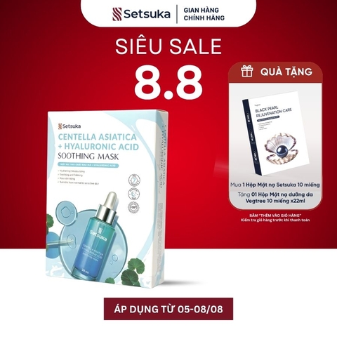Mặt nạ thạch Hydrogel Tinh chất rau má & HA - Setsuka mask cấp ẩm, làm dịu & se khít lỗ chân lông 28ml/miếng