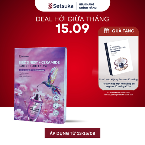 Setsuka Mặt nạ tinh chất Tổ Yến Ceramide giúp dưỡng ẩm, đều màu, săn chắc da, se khít lỗ chân lông 28ml/miếng