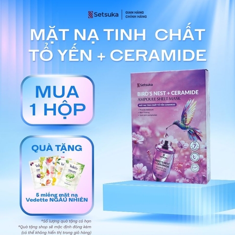 Setsuka Mặt nạ tinh chất Tổ Yến Ceramide giúp dưỡng ẩm, đều màu, săn chắc da, se khít lỗ chân lông 28ml/miếng