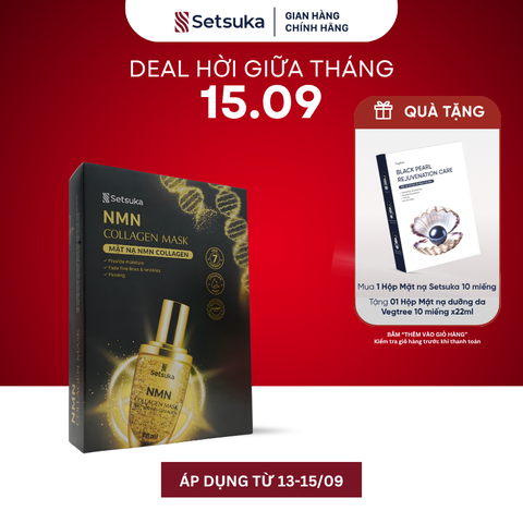 Mặt nạ Setsuka NMN Collagen 28ml giúp làm mờ các dấu hiệu lão hóa và nếp nhăn, săn chắc và mịn màng