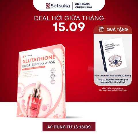 Mặt nạ dưỡng sáng da Glutathione - Setsuka MẶT NẠ DỪA SINH HỌC - làm sáng và làm đều màu da 28ml/miếng