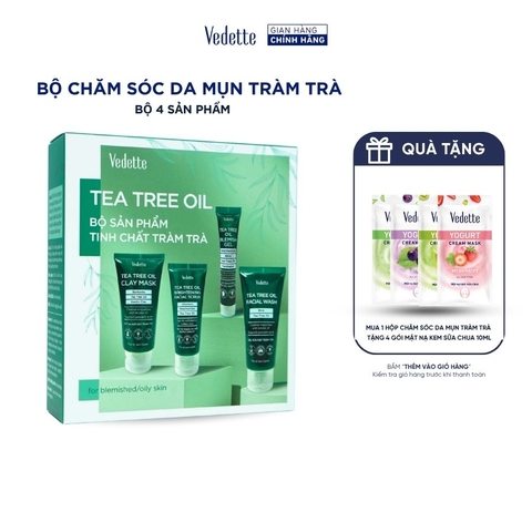 Bộ Sản phẩm Tinh Chất Tràm Trà (Tea tree oil) Vedette Chăm Sóc Da Mụn