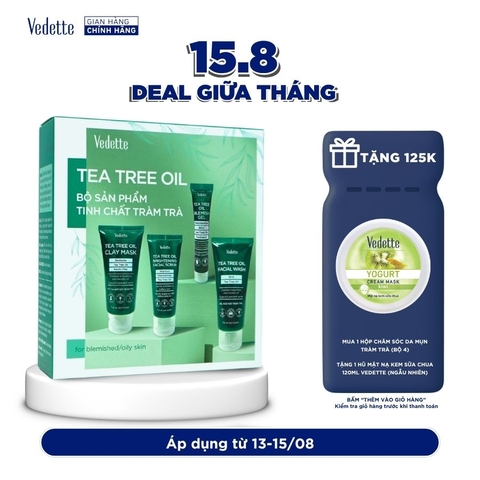 Bộ Sản phẩm Tinh Chất Tràm Trà (Tea tree oil) Vedette Chăm Sóc Da Mụn