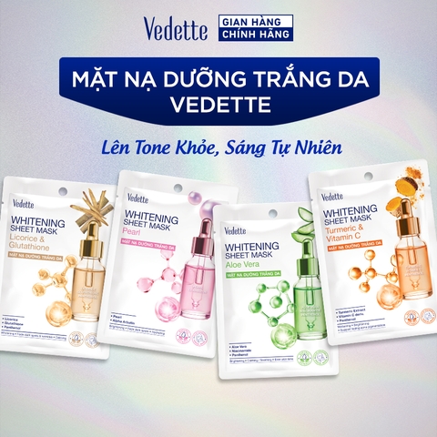 Mặt nạ Dưỡng trắng da Vedette 22ml dưỡng ẩm, dưỡng sáng, mờ đốm nâu từ chiết xuất thiên nhiên lành tính 22ml