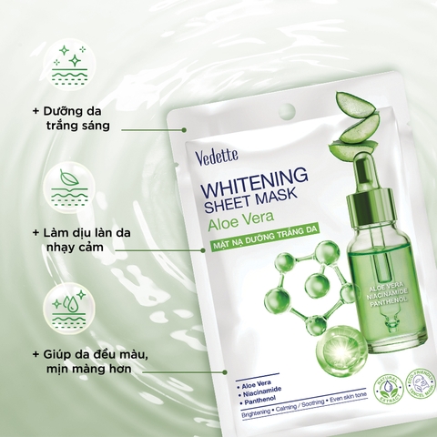 HỘP 10 MIẾNG Mặt Nạ Dưỡng Trắng Da Vedette 22ml Whitening Sheet Mask