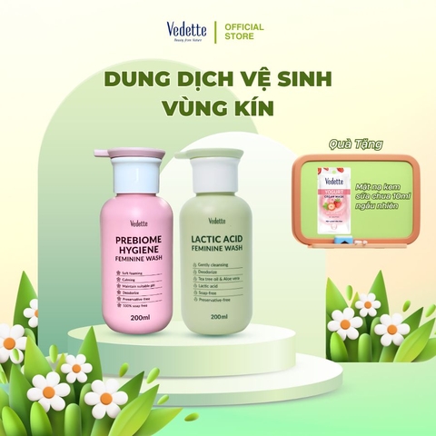 Dung dịch vệ sinh phụ nữ Vedette Làm sạch - Khử mùi - Cân bằng độ pH 200ml