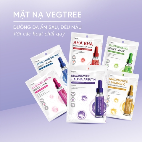 Mặt nạ Vegtree dưỡng trắng da, đều màu da, cấp ẩm, se khít lỗ chân lông 25ml/miếng