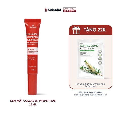 Kem Mắt Collagen Prepeptide SETSUKA EYE CREAM 15ml Làm mờ nếp nhăn, các dấu hiệu lão hóa da & làm sáng vùng da quanh mắt