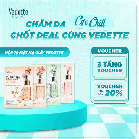 HỘP 10 MIẾNG Mặt Nạ Dưỡng Trắng Da Vedette 22ml Whitening Sheet Mask