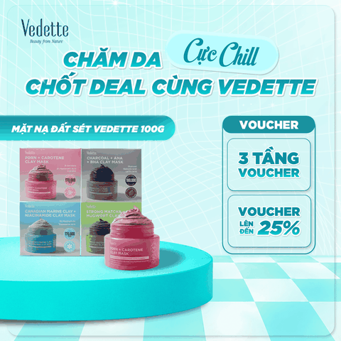 Mặt Nạ Đất Sét Vedette Clay Mask 100g – Làm Sạch da, Kiềm Dầu, Ngừa Mụn, Dưỡng Sáng & Giúp Làm Mờ Các Dấu Hiệu Lão Hóa Da