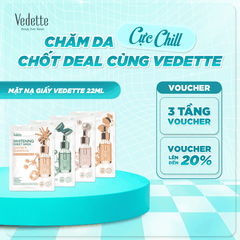 Mặt nạ Dưỡng trắng da Vedette 22ml dưỡng ẩm, dưỡng sáng, mờ đốm nâu từ chiết xuất thiên nhiên lành tính 22ml