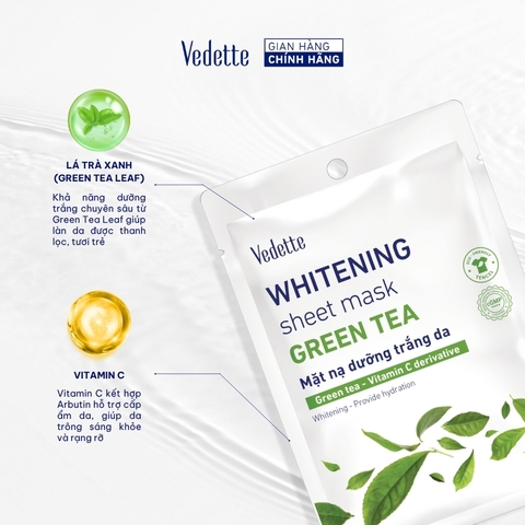 Mặt nạ giấy trắng da Vedette Trà Xanh 22ml