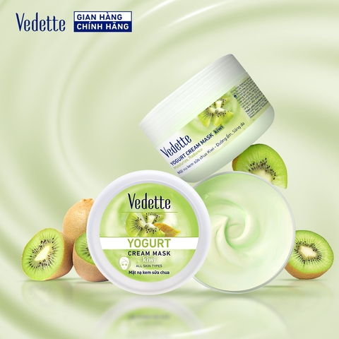 Mặt nạ sữa chua Vedette Kiwi 120ml dưỡng ẩm sâu và làm sáng da. Dùng cho mọi loại da.