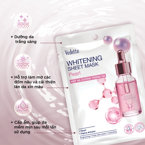 Combo 10 Mặt nạ giấy trắng da Vedette Ngọc trai 22ml