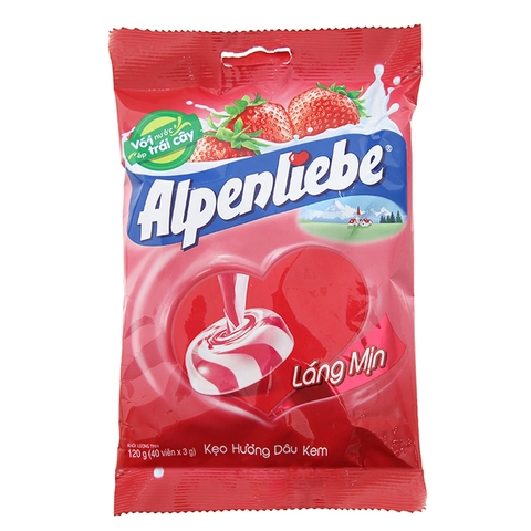 ALPENLIEBE Strawberry & Cream Candy 草莓糖 120g Kẹo hương kem dâu Alpenliebe gói 120g ALPENLIEBE Strawberry & Cream Candy 草莓糖 120g