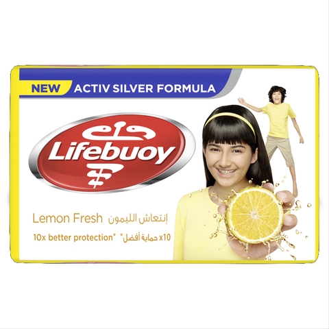 Xà bông Lifebuoy Lemon Fresh 10% hộp 80g LIFEBUOY Bar Soap Lemon Fresh 10% 香皂-黃 80g