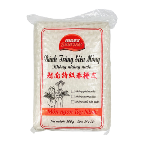 Bánh tráng siêu mỏng INDEX sunrise gói 500g INDEX SUNRISE Banh Trang Sieu Mong 春捲皮 500g