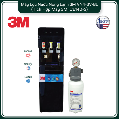 Cây Lọc Nước Nóng Lạnh 3M VN4-3V-BL (Tích Hợp Máy Lọc Nước 3M ICE140-S)