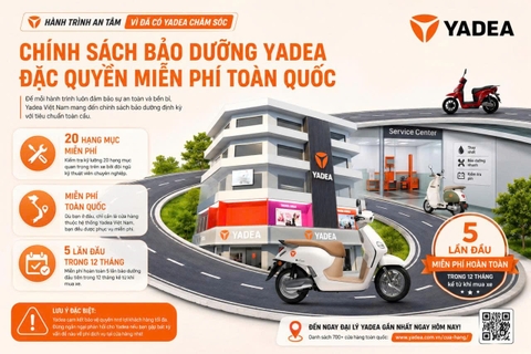 Yadea Việt Nam triển khai chính sách bảo dưỡng định kỳ miễn phí toàn quốc