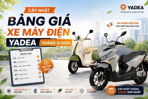 Cập nhật bảng giá xe máy điện Yadea tháng 5/2026 mới nhất