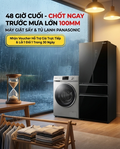 Bắc Giang mưa lớn dồn dập 100mm: Hệ quả đáng sợ nếu trì hoãn mua máy giặt sấy và tủ lạnh Panasonic