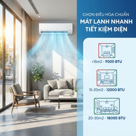 Hướng Dẫn Chọn Công Suất Điều Hòa Theo Diện Tích Phòng: Bí Quyết Tiết Kiệm Điện Mùa Nắng Nóng