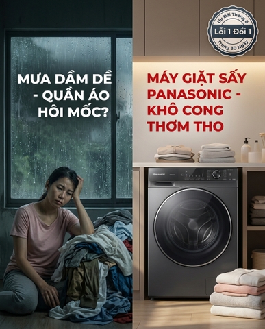 Mưa Dầm Kéo Dài Độ Ẩm Cao Tại Bắc Giang: Giải Pháp Giặt Sấy Khô Quần Áo Thơm Tho Cùng Panasonic