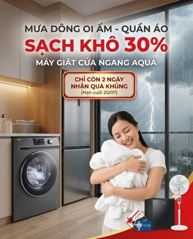 Bắc Giang Mưa Dông Oi Ẩm: Bí Quyết Giúp Quần Áo Khô Thoáng Sạch Khuẩn Cùng Máy Giặt AQUA