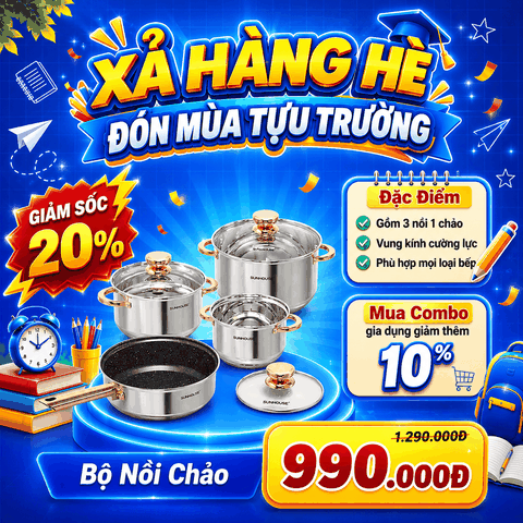 Bộ nồi inox 5 đáy Sunhouse SHG789