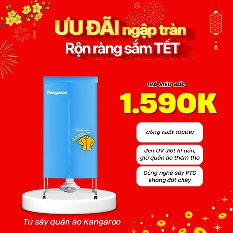 Tủ sấy quần áo có đèn UV diệt khuẩn Kangaroo KG307H
