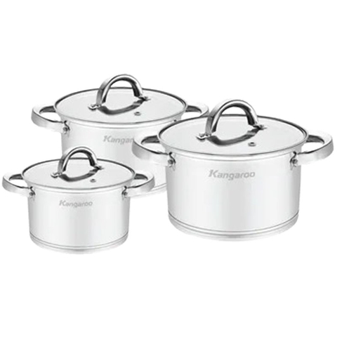 Bộ nồi inox cao cấp đáy liền Kangaroo KGCS3IP