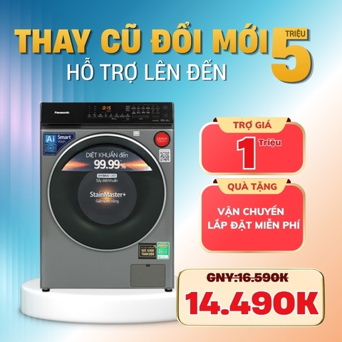 Máy giặt sấy Panasonic Inverter giặt 10 kg - sấy 6 kg NA-S106FC1LV