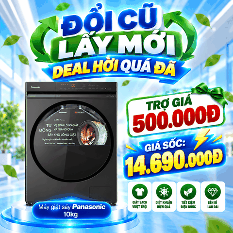 Máy giặt sấy Panasonic Inverter giặt 10 kg - sấy 7 kg NA-S20DG1BVT