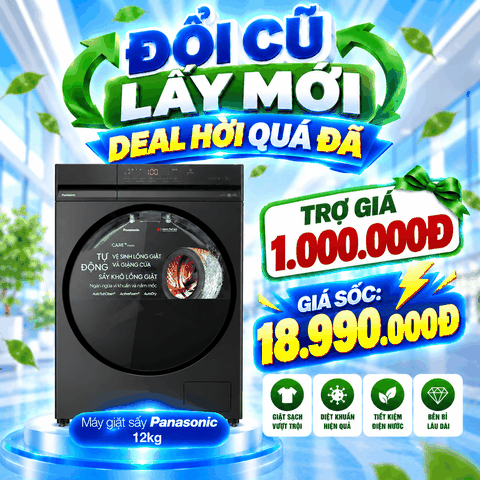 Máy giặt sấy Panasonic Inverter giặt 12kg - sấy 7 kg NA-S24DW1BVT