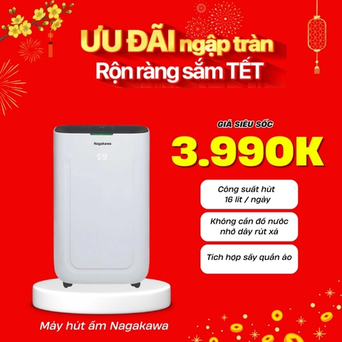 Máy hút ẩm 16L Nagakawa NAD8556