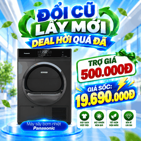 Máy sấy quần áo bơm nhiệt Panasonic 9.5 kg NH-EH95JD1BV
