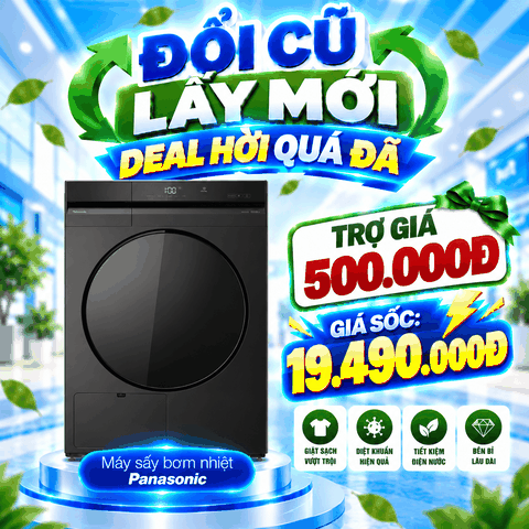Máy sấy quần áo bơm nhiệt Panasonic Inverter 9.5 kg NH-XJ19D2BVT