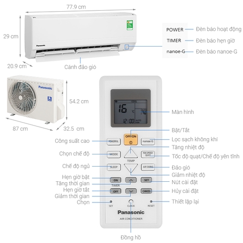 Điều hòa Panasonic 1 chiều 12.000BTU N12ZKH