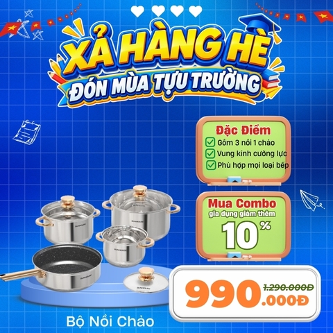 Bộ nồi inox 5 đáy Sunhouse SHG789