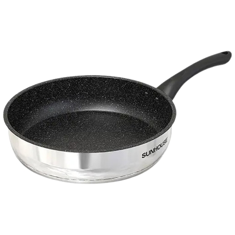 Chảo inox chống dính vân đá đáy từ 28cm Sunhouse IN28M4