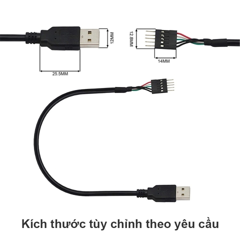 Motherboard Header Dupont IDC 5-Pin to USB 2.0 A Male Extender Adapter Cable