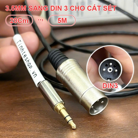 Cáp 3.5 sang DIN 3pin chuyển âm thanh từ Điện thoại Máy tính sang Âm ly Cát sét cổ Châu Âu