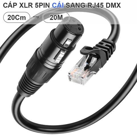 Dây canon cái 5 chân sang RJ45 cắm điều khiển cho KTV Đèn sân khấu Mixer - DMX XLR 5 Pin Female To RJ45 Male Cable  For Led Lighting DMX512 Decoders