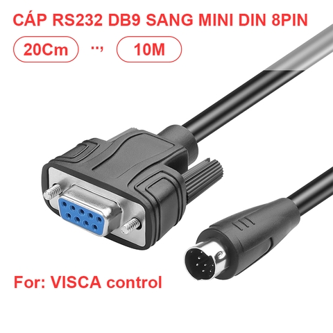 Dây RS232 VISCA - VISCA PTZ Camera Control Cable Sony EVI BRC SRG Series RS232 8 Pin Mini DIN to DB9F Serial