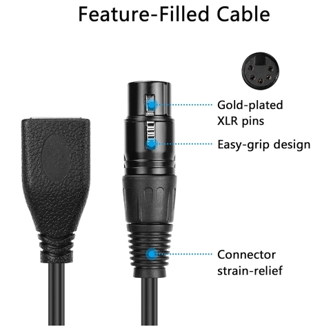 Cáp chuyển đổi XLR 5 chân sang RJ45 - Cáp chuyển đổi Ethernet DMX XLR 5 chân đực & 5 chân cái sang RJ45 cái