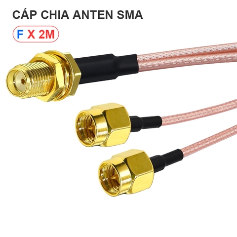 Cáp chia đầu SMA cái sang 2 đực cho Anten sóng wifi Bộ đàm - SMA plug coaxial cable splitter for network devices, walkie-talkies, radios, and drones.