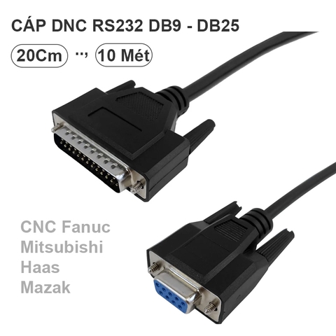 Cáp DB9 sang DB25 cho dòng máy CNC Fanuc, Mitsubishi, Haas, Mazak